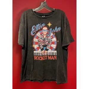 Elton John Rocket Man Ladie's T-Shirt, Rhinestone Bling, Size X‎ Small XS